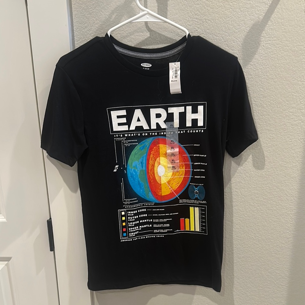 New NWT Boys Old Navy Brand B&W Earth Graphic Screen Tee Kids T-Shirt EARTH